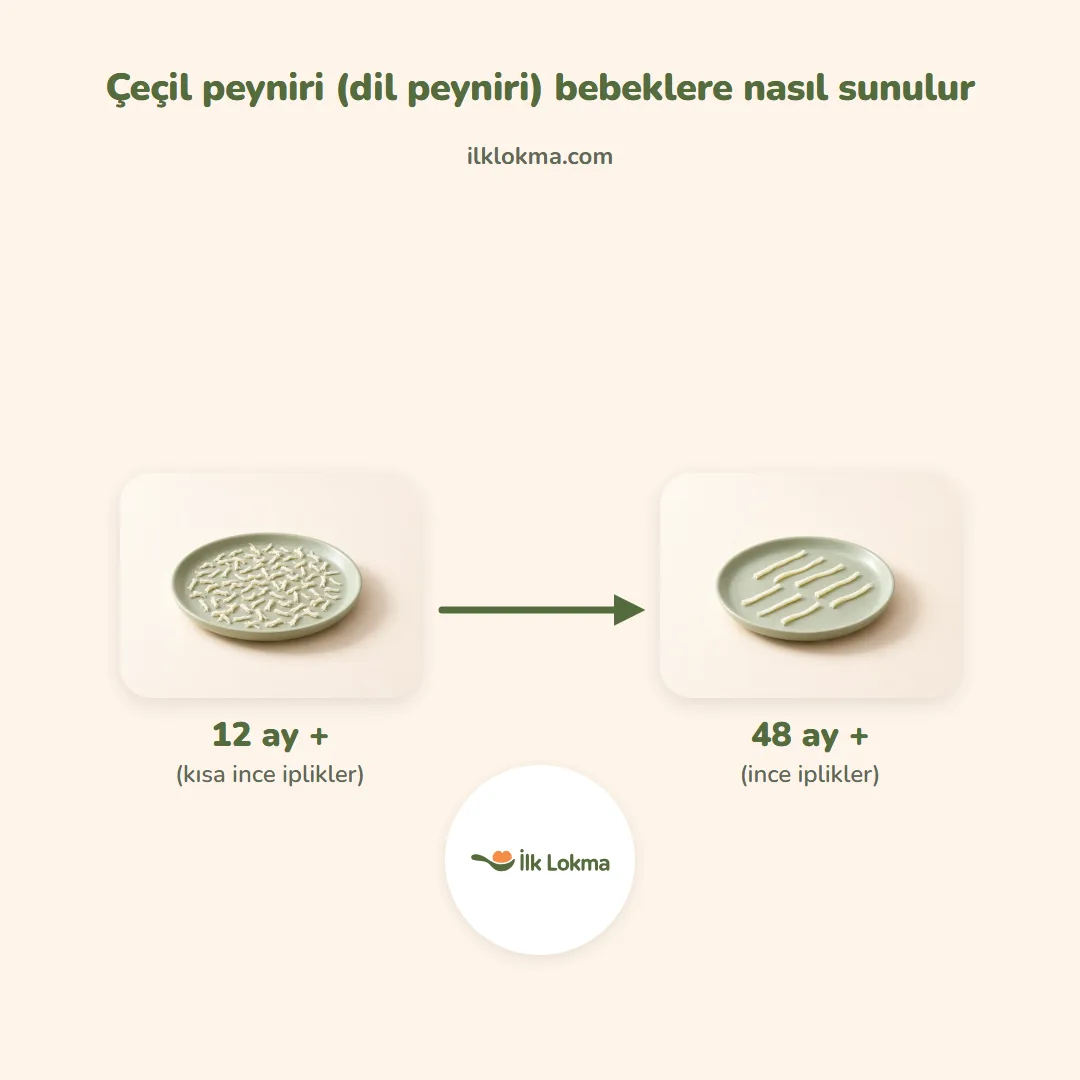 Çeçil peyniri (dil peyniri) yaşa göre nasıl sunulur