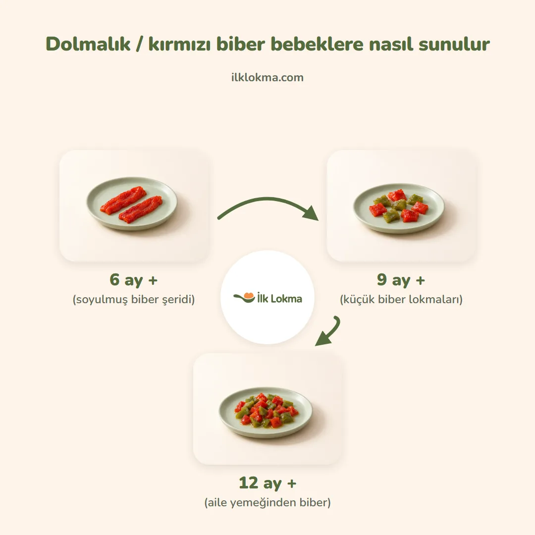 Dolmalık / kırmızı biber yaşa göre nasıl sunulur